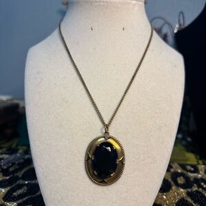 Vintage Gold and Black Pendant Necklace